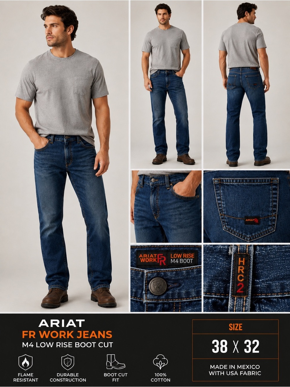 Ariat Men's Blue Low-Rise Bootcut Jeans
